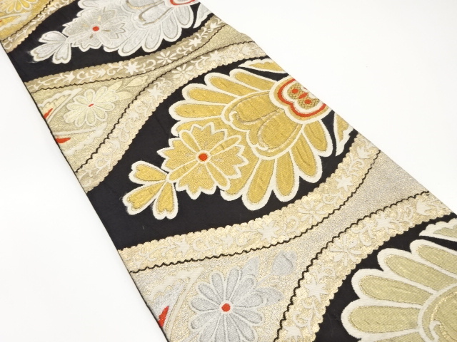 JAPANESE KIMONO / ANTIQUE FUKURO OBI / SILK / WOVEN FLORAL SARASA